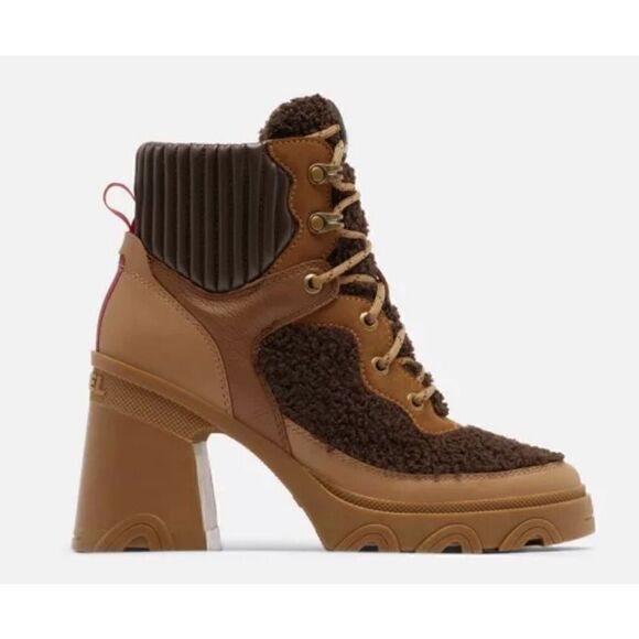 Sorel BREX™ HEEL COZY LACE BOOTIE in  Tawny Buff, Blackened Brown NWOB Size 9 - Picture 1 of 10